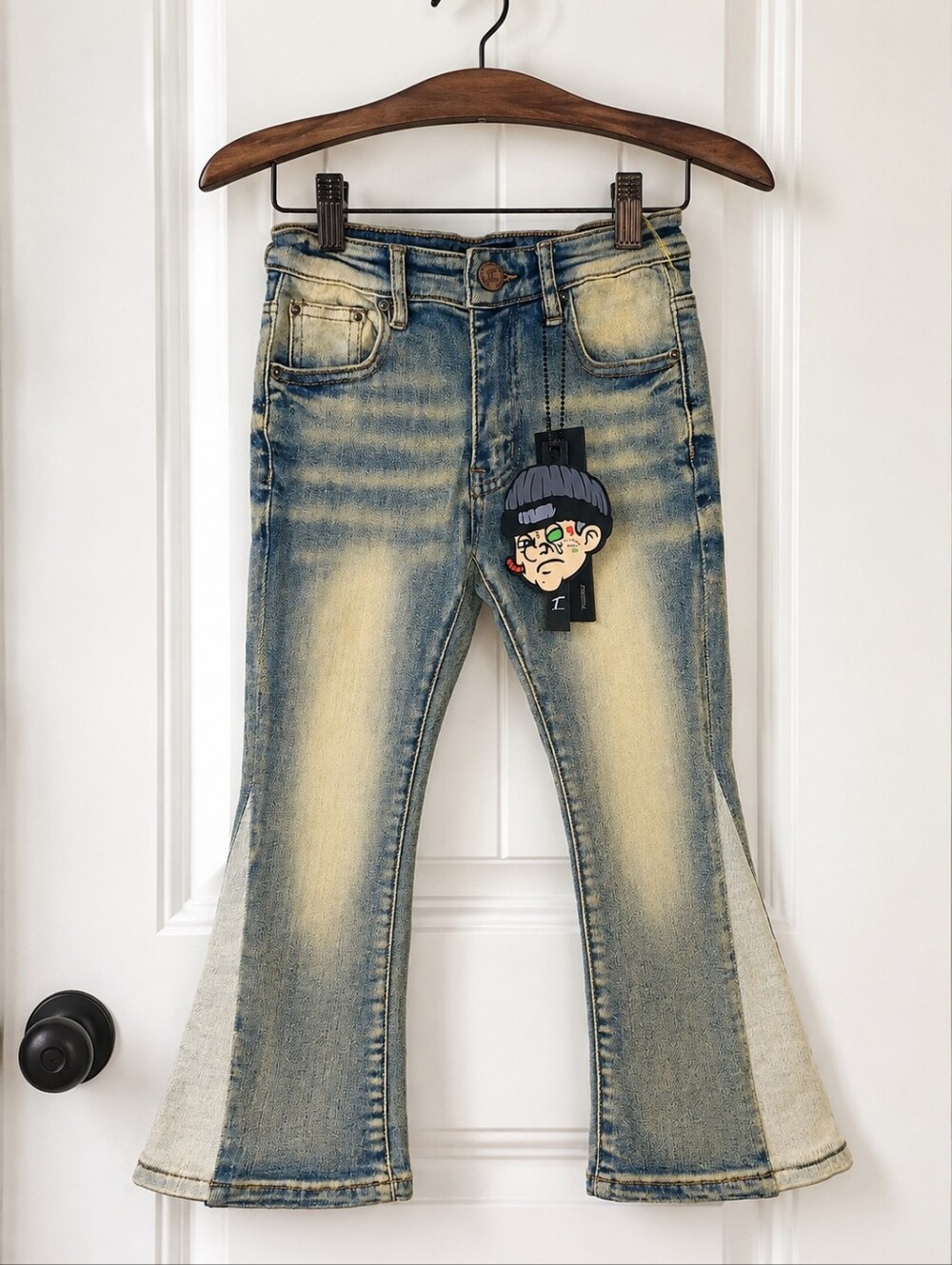 Tulones Girls Sz 8 Distressed Flair Dust Button Kids Jeans Crop Above Ankle NWT